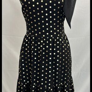 Ann Taylor Black Dress with Gold Polka Dots